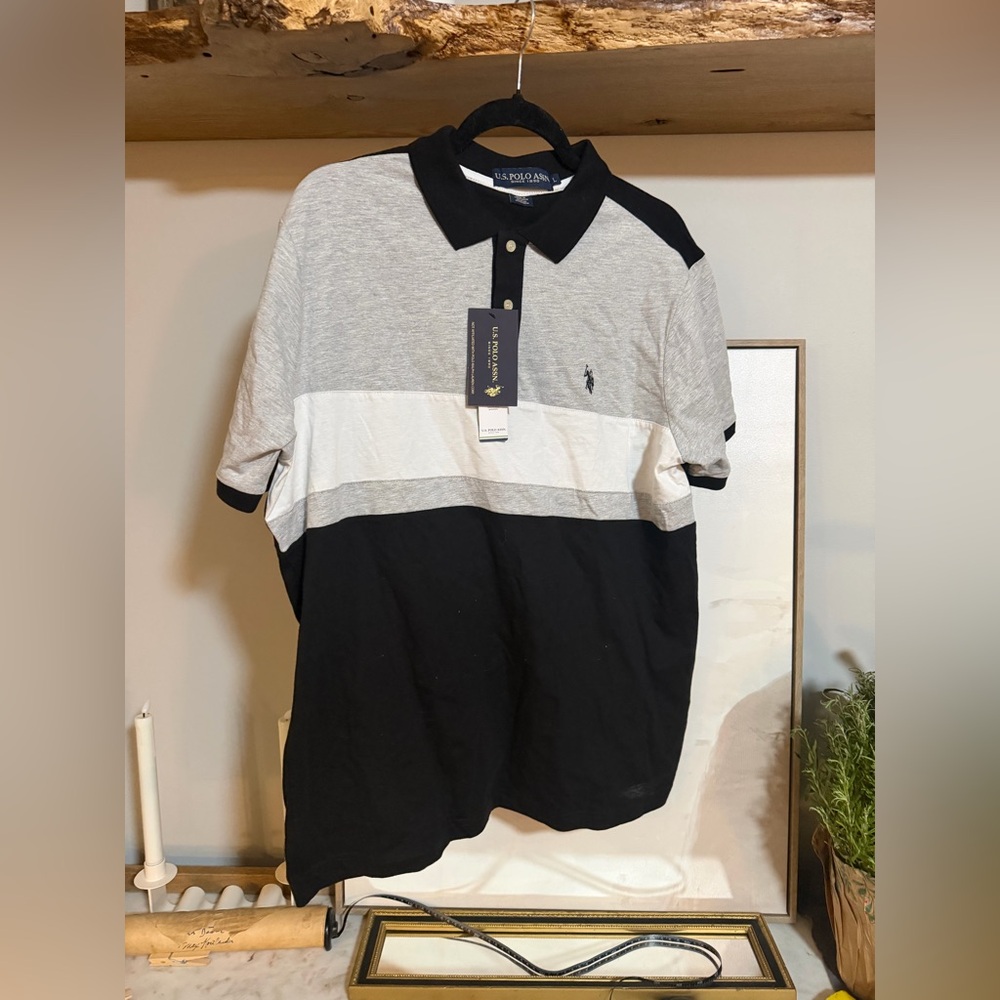U.S. Polo Assn. Men's Polo Shirt in Black, Gray, and White